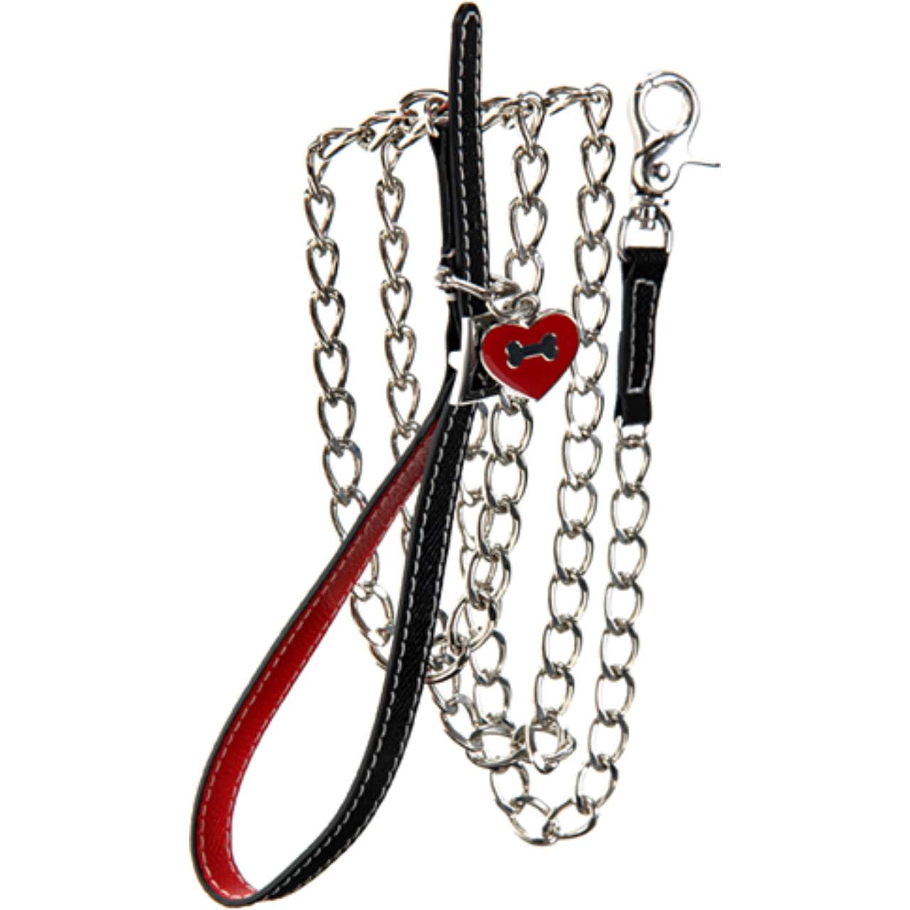 Black & Red Leather Leash - Fifi & Romeo