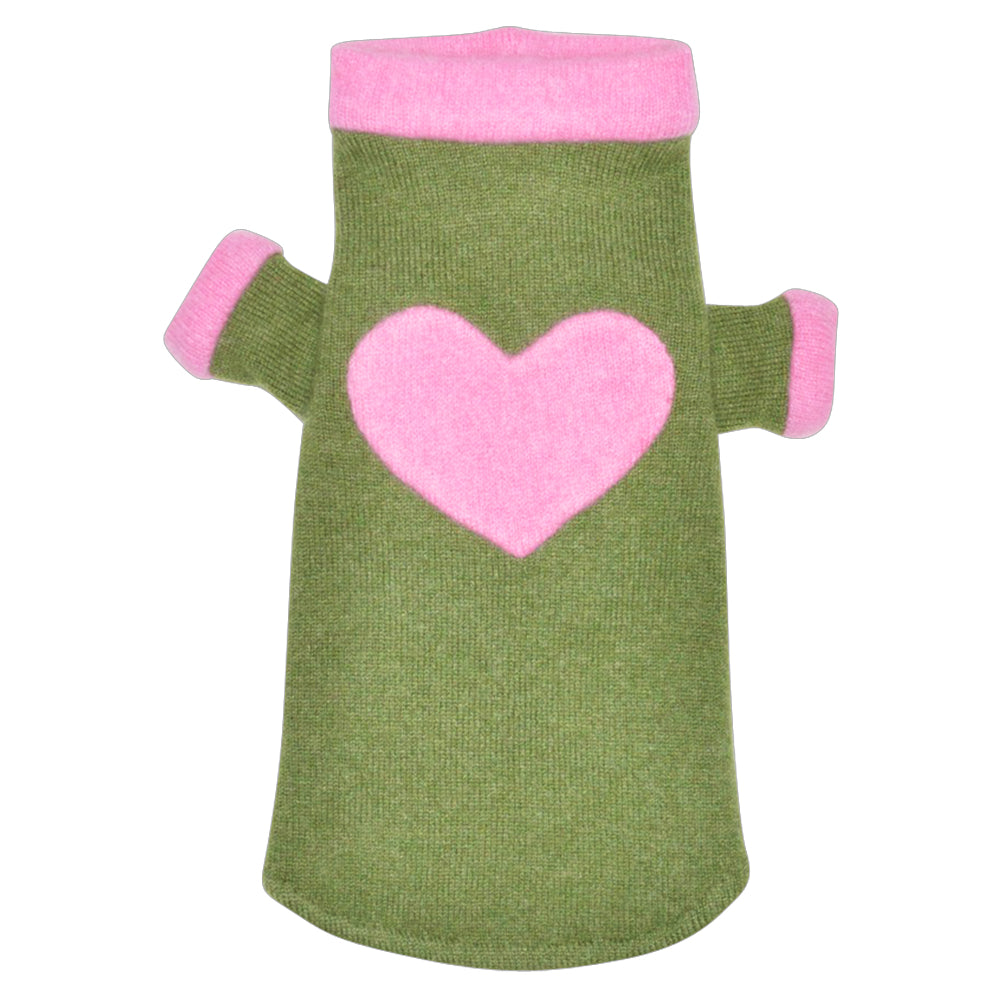 Heart Sweater - Green & Pink - Fifi & Romeo