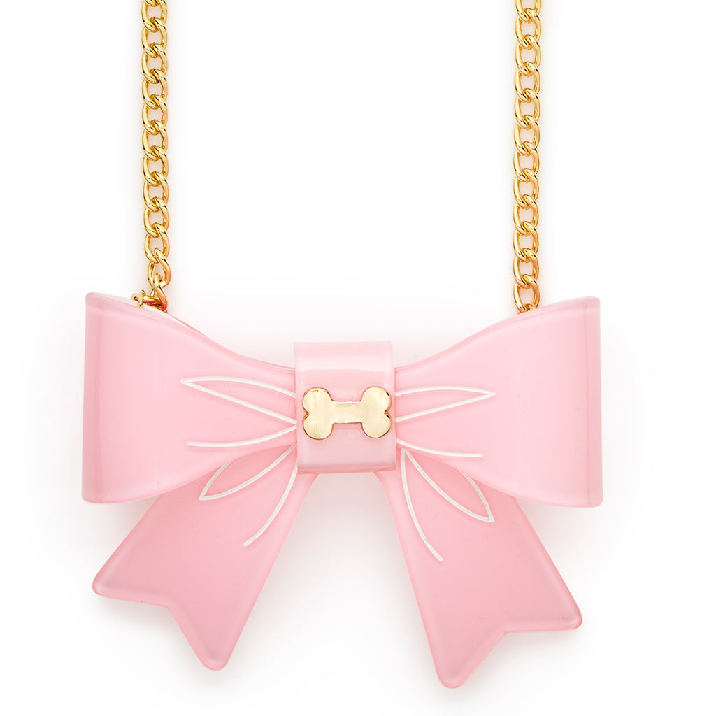Mignonne Gavigan for Talbots Pink Bow Necklace - Fuchsia Pink/Gold - 001