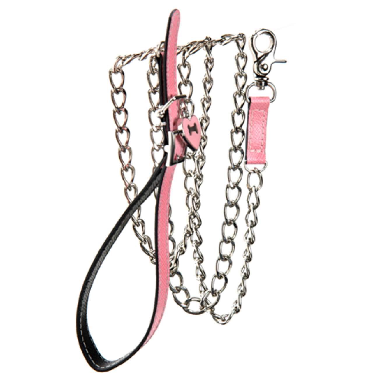 Pink & Black Leather Leash - Fifi & Romeo
