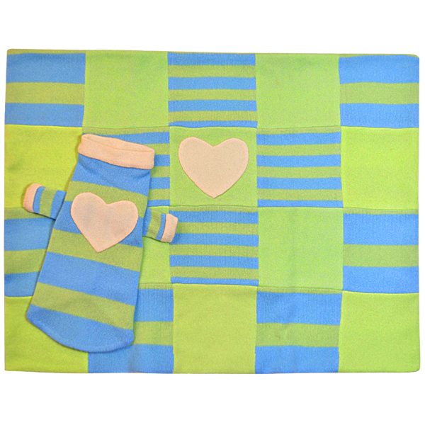 Blue & Green Heart Blanket - Fifi & Romeo