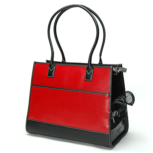 Red & Black Leather Carrier - Fifi & Romeo