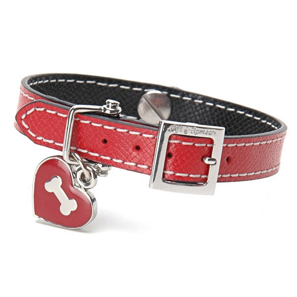 Red & Black Leather Collar - Fifi & Romeo