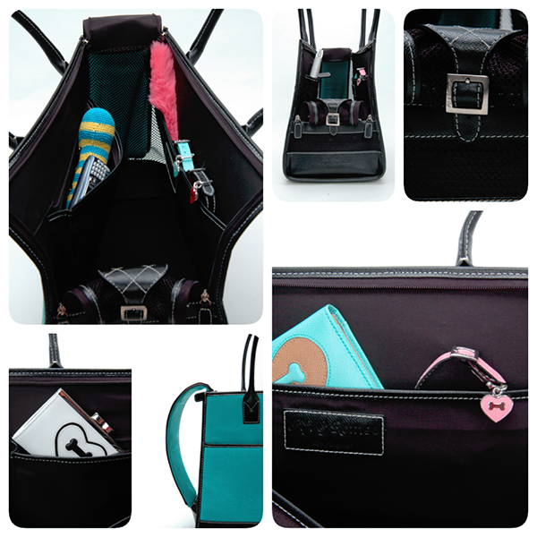 Pink & Black Leather Carrier - Fifi & Romeo